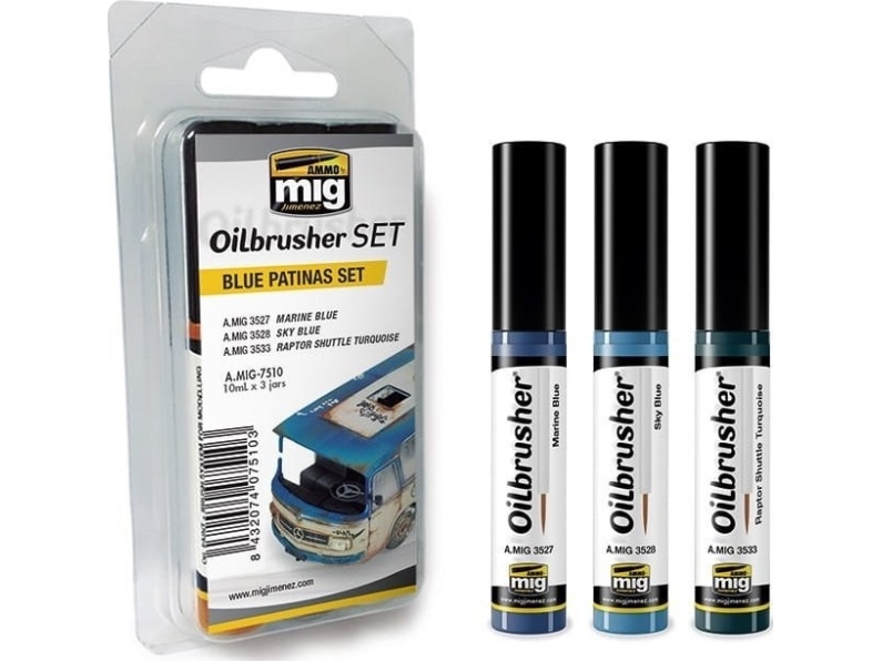 Vallejo Ammo: Oilbrusher Set - Blue Patinas Set