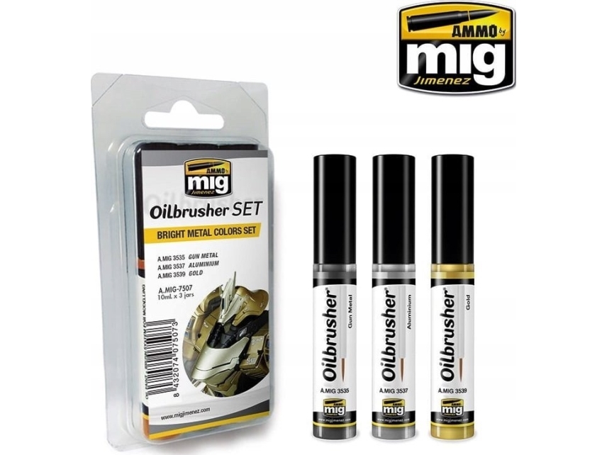 Vallejo Ammo: Oilbrusher Set - Bright Metal Colors Set | Skola & Hobby - Konstmaterial - Specialprodukter | GameStuff