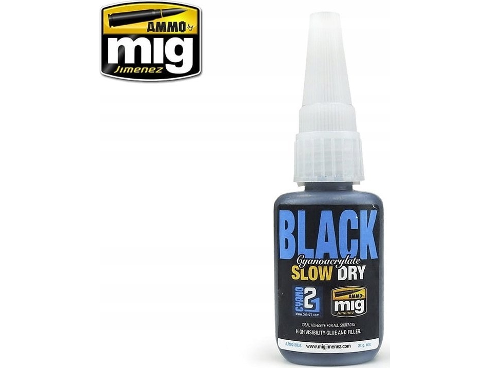 Vallejo Ammo Black Slow Dry cyanoakrylat 21 g | Kontorsmaterial - Lim - Super Lim | GameStuff