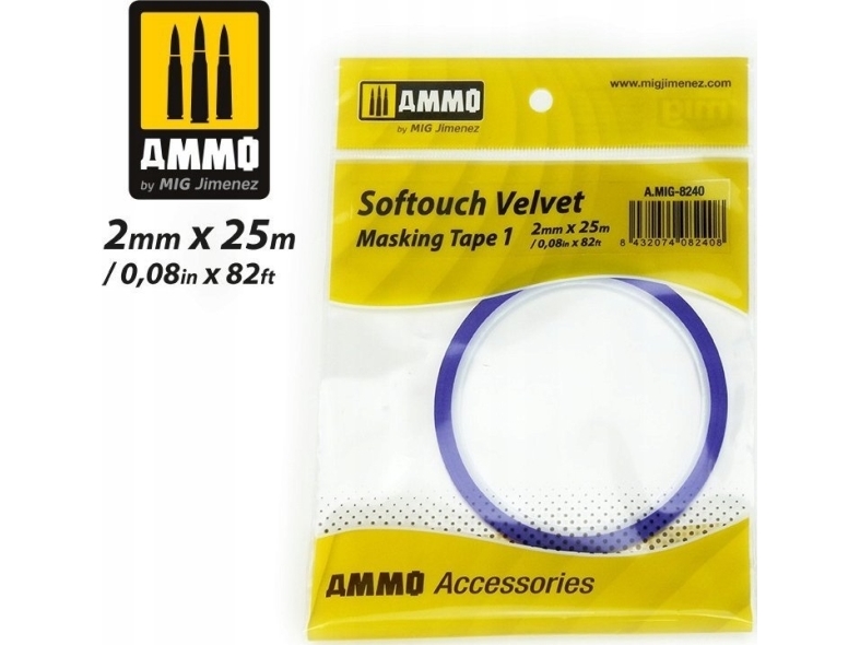 Vallejo Ammo: Softouch Velvet Masking Tape 1 (2 Mm X 25 M)