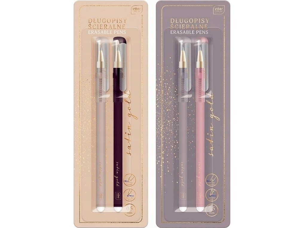 Interdruk Satin Gold gnuggningspenna 2 st | Skrivredskap - Kulspetspennor & Reservoarpennor - Kulspetspennor utan tryckknapp | GameStuff