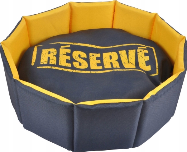 Homea Hunde- Und Katzenbett Mit Abnehmbarem Kissen Chic, Ø 48 Cm, Navyblau Und Gelb Mit Text