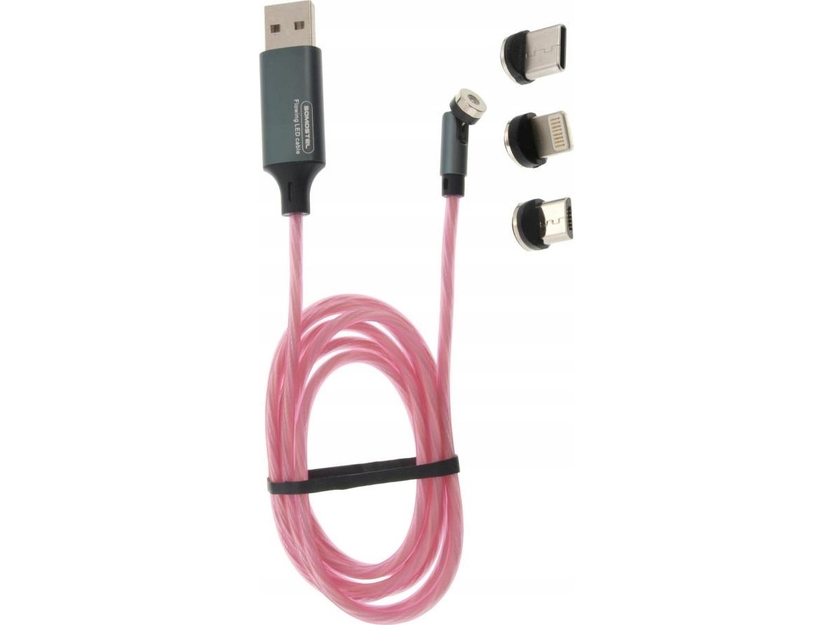 Vega Usb-A-Auf-Usb-C- + Microusb- + Lightning-Kabel, 1,2 M, Rot