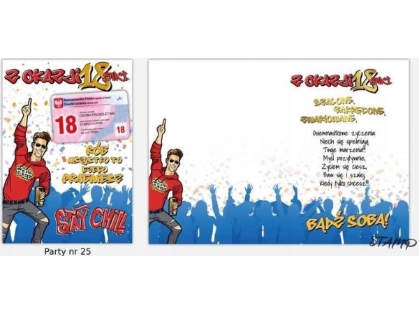 Stamp Karnet Party B6 + Umschlag Motiv Nr. 25 Geburtstag 18