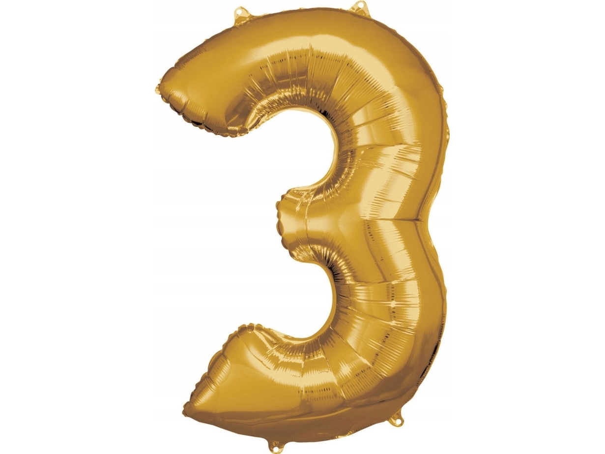AMSCAN folieballon stor tal 3 guld 58x86 cm, pakket 9906268