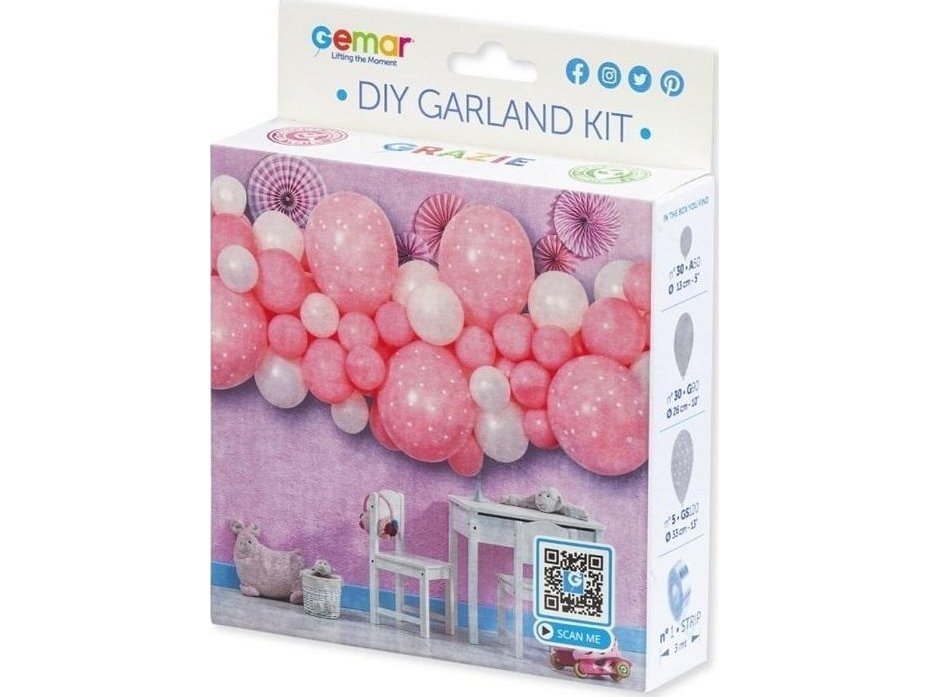 GoDan ballongirlande DIY Baby Pink 65 balloner + tape