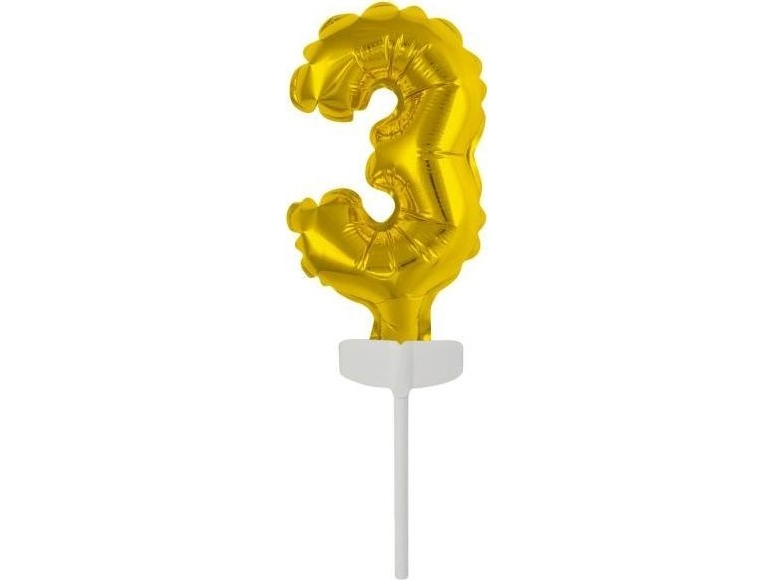 Amscan Folienballon Mini Nummer 3 Gold 7X12cm
