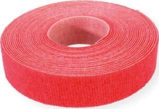 TRITON VELCRO ONE-WRAP ikke-perforeret velcrobånd på rulle, 20 mm, rød, 25 m