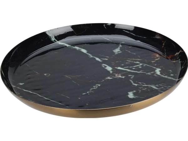 Home Styling Collection Koristelautanen, musta marmori, 28 cm