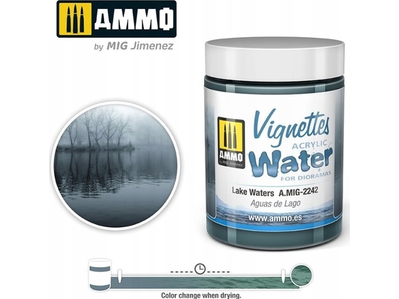 Vallejo Ammo: Acrylic Water - Vignettes - Lake Waters (100 ml) | Hobby - Färg vattenbaserad - Vatten och sten | GameStuff