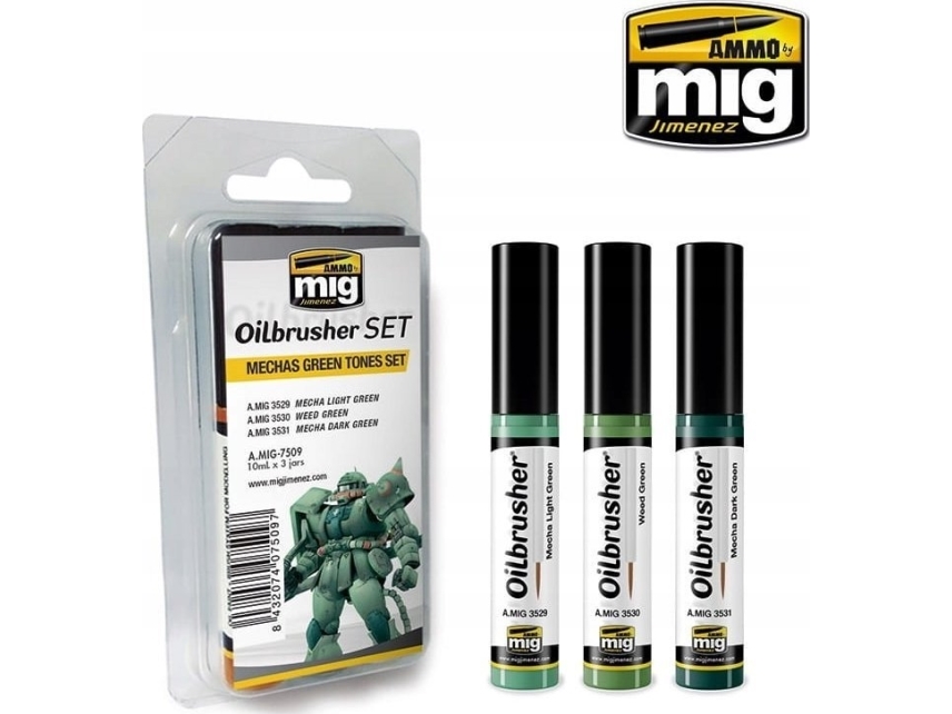 Vallejo Ammo: Oilbrusher Set - Mechas Green Tones Set