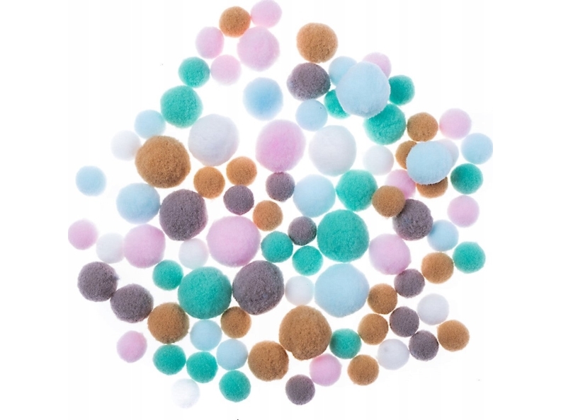 Frosty Pastels Plüsch Pompons 90 Stück Mix