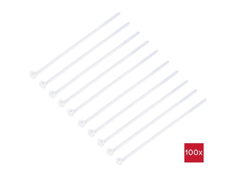 TRU COMPONENTS TC-12814144 Kabelbinder 100 mm 3 mm Natur Med metaltap, kemisk bestandighed 100 stk