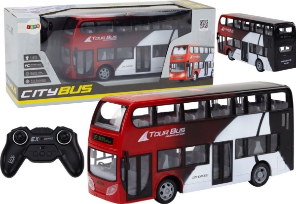 Lean Toys Nuotoliniu būdu valdomas dviaukštis autobusas su šviesomis 29x13.5x7.5 cm