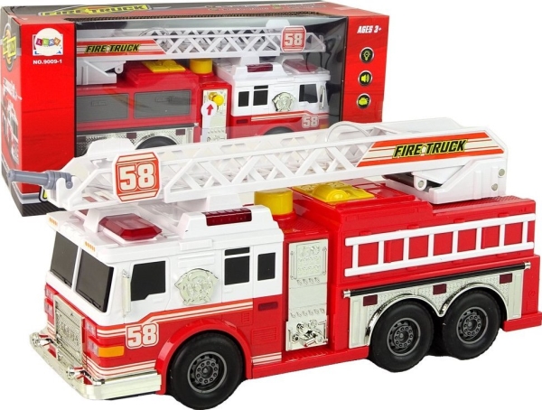 LeanToys Brandvæsenets lastbil lyder og lyser rødt