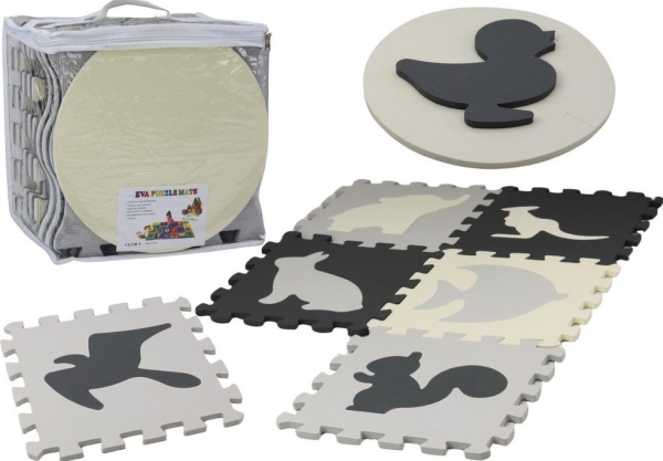 Leantoys Weichpuzzle-Matte Kontrast Lernspiel Eva-Schaum Grau 28-Tlg.