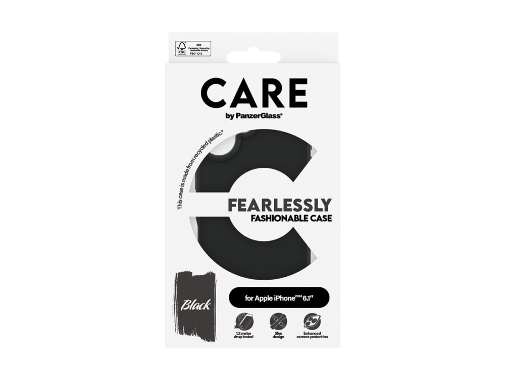 CARE by PanzerGlass iPhone 16 FASHION Fearlessly Fashionable Deksel - Black