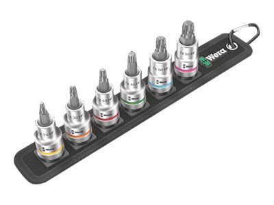 Wera Zyklop Belt C 3 Torx Hf - Stødsokkel-Bitsæt - 6 Stykker - 1/2" - Torx - Tx25, Tx30, Tx40, Tx45, Tx50, Tx55 - Længde: 60 Mm