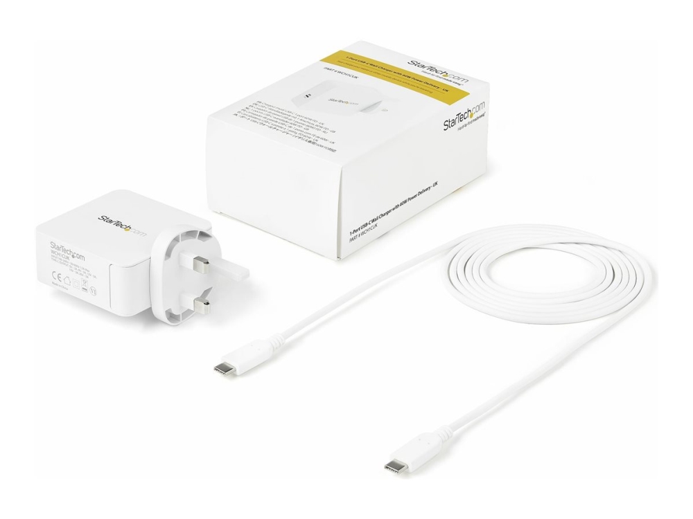 Startech.Com Usb C Wall Charger, Usb C Laptop Charger 60W Pd, 6Ft/2M Cable, Universal Compact Type C Power Adapter, Dell Xps/Lenovo X1 Carbon, Hp Eli
