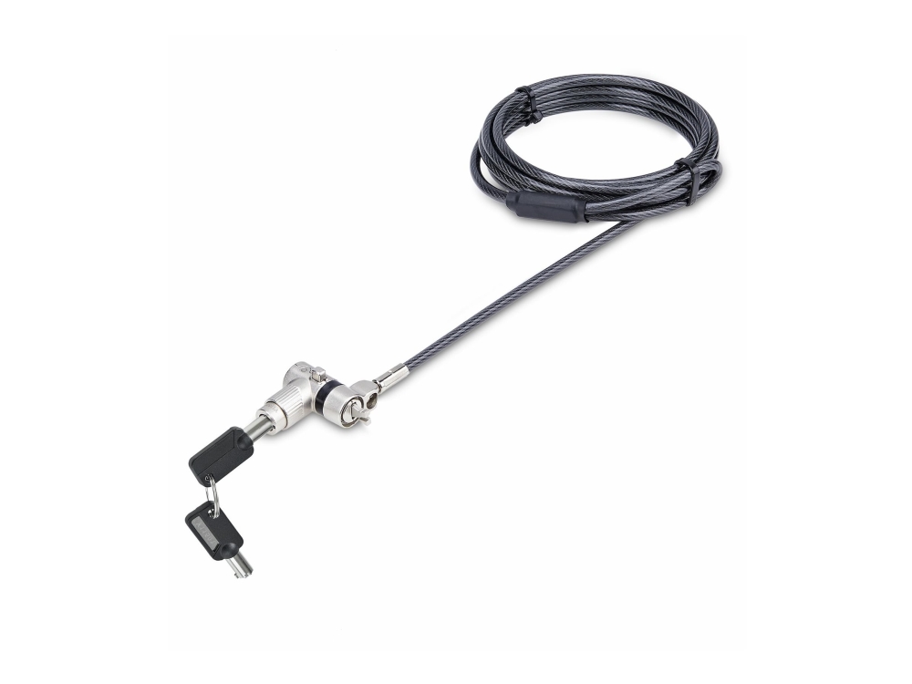 Startech 3-In-1 Laptop Lock Compatible W/Noble Wedge/Nano/K-Slot - Sikkerhedskabelslås - Sort Og Sølv - 2 M - Taa-Kompatibel