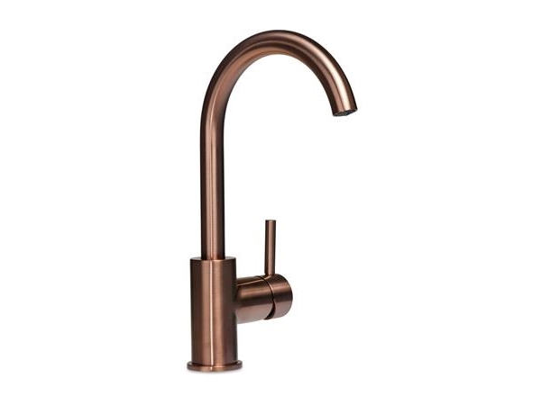 BLUE LABEL Ettgrepps tvättställsblandare utan bottenventil - kallstartsfunktion &amp 3/8 anslutningsslangar - borstad brons | VVS Artiklar - Badrum - Tvättställsblandare | GameStuff