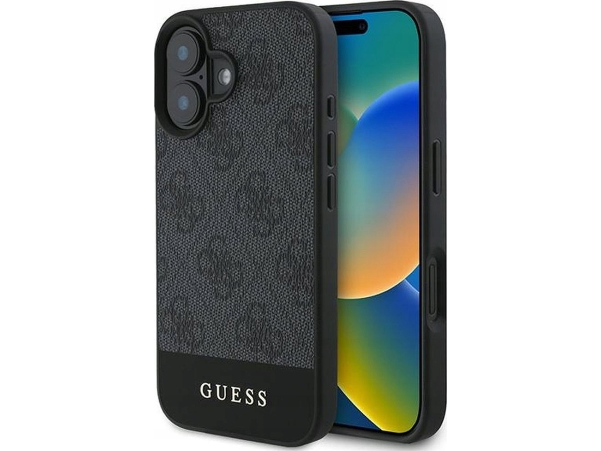Guess Guess Futerał Do Iphone 16 Plus Guhcp16mg4glgr (Pc/Tpu 4G Pu Bottom Stripe) Szary