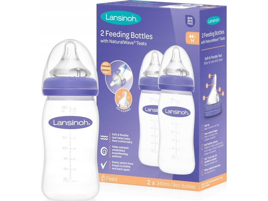 Lansinoh 4077 Flaske 240ML X 2 + brystvorte NW LANSINOH