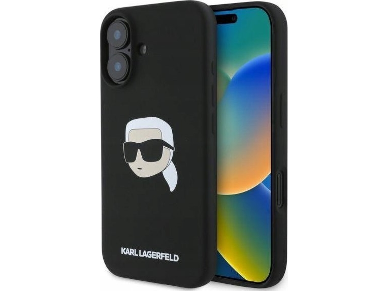 Karl Lagerfeld Silikone Karl Head Print Magsafe-Etui Til Iphone 16 - Sort