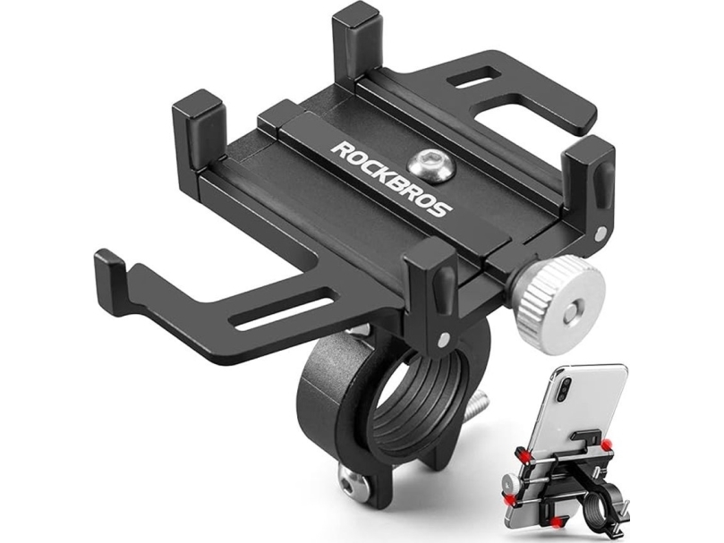 RockBros cykelfäste för telefon i aluminiumlegering - svart cykelfäste för telefon i aluminiumlegering - svart | Cykling - Cykelutrustning - Handtag och grepp | GameStuff