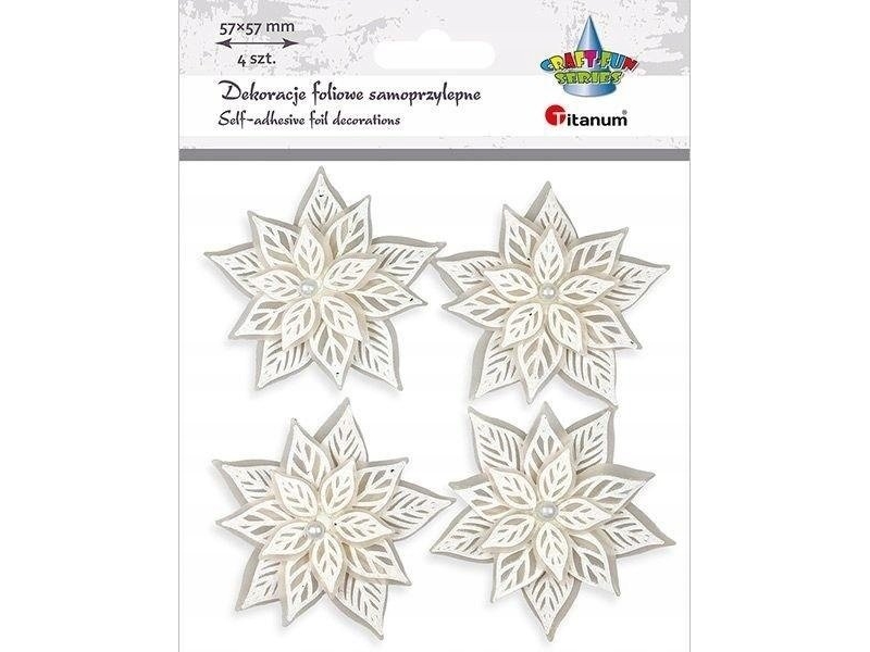 Titanum Självhäftande 3D julstjärnor vit 4st | Julen - För julgranen - Julgransdekorationer | GameStuff