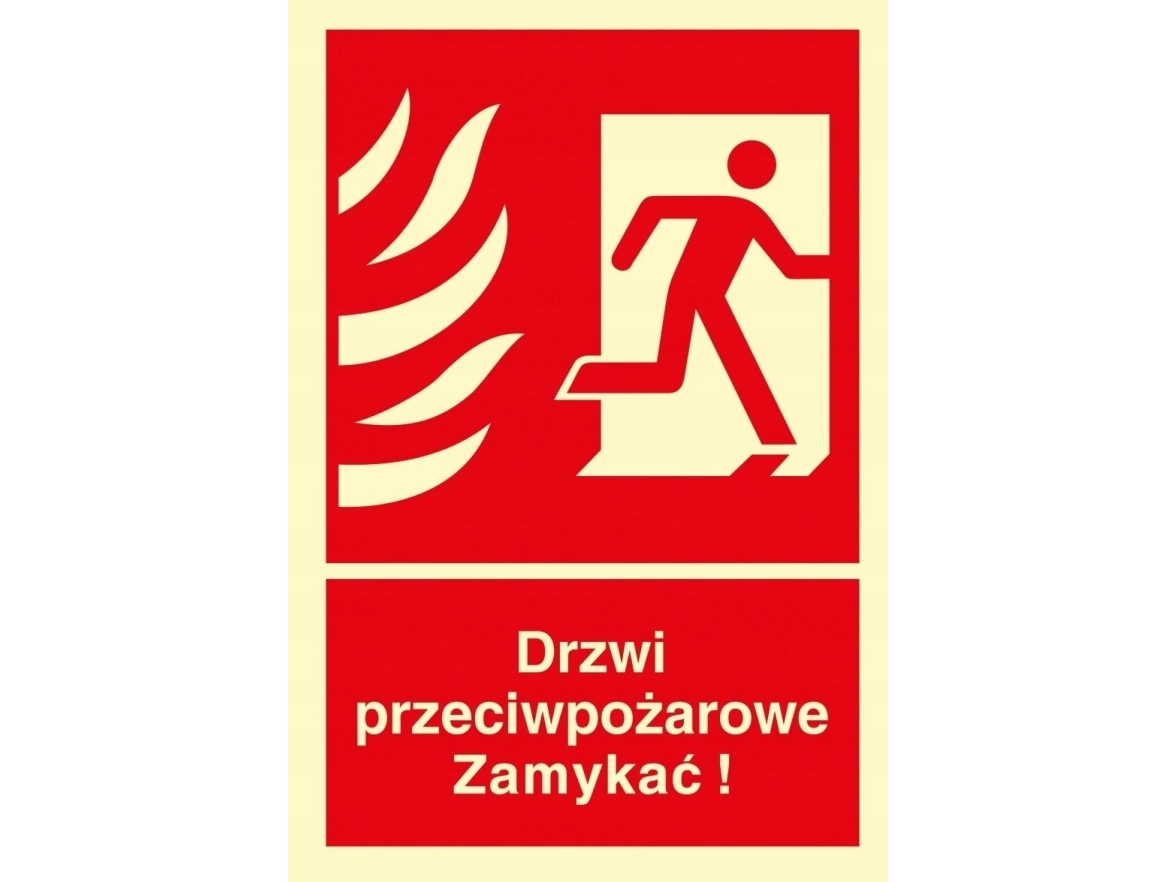 PROCERA TDC skylt, Branddörrar. Stäng! Riktning för utrymningsväg till höger | Strålkastare - Skyltar och fasader | GameStuff