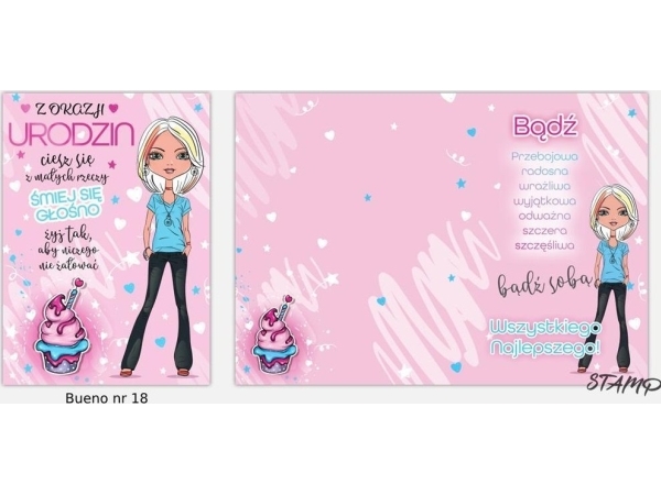 Stamp Glückwunschkarte Bueno B6 + Umschlag Muster Nr. 18 Geburtstag