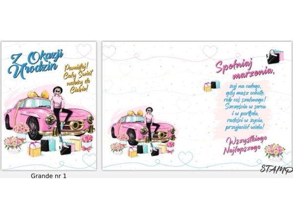 Stamp Klappkarte Grande + Umschlag Muster Nr. 01 Geburtstag
