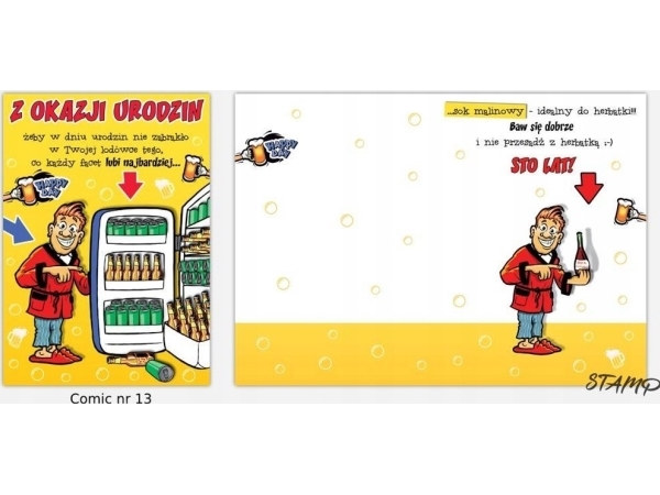 Karte Stamp Karnet Comic B6 + Umschlag Muster Nr. 13