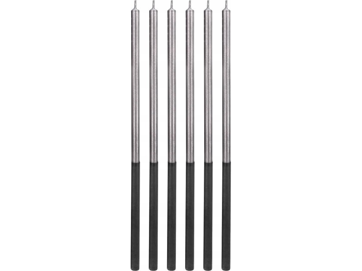 Party Deco Platinum hopea syntymäpäiväkynttilät 14.5cm 6kpl 6kpl