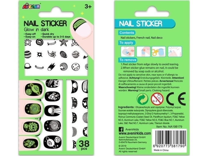 Avenir Glow Nagelsticker - Cosmos 38 Stück.