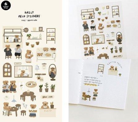 Susy Card Dekorative Aufkleber Teddybär Cafe