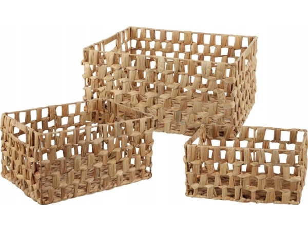 Atmosphera opbevaringskurve flettet græs hyacint 3 stk rektangulære