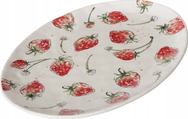 Boltze Keramik-Teller Strawberry, Erdbeer-Design, 39 X 31 Cm