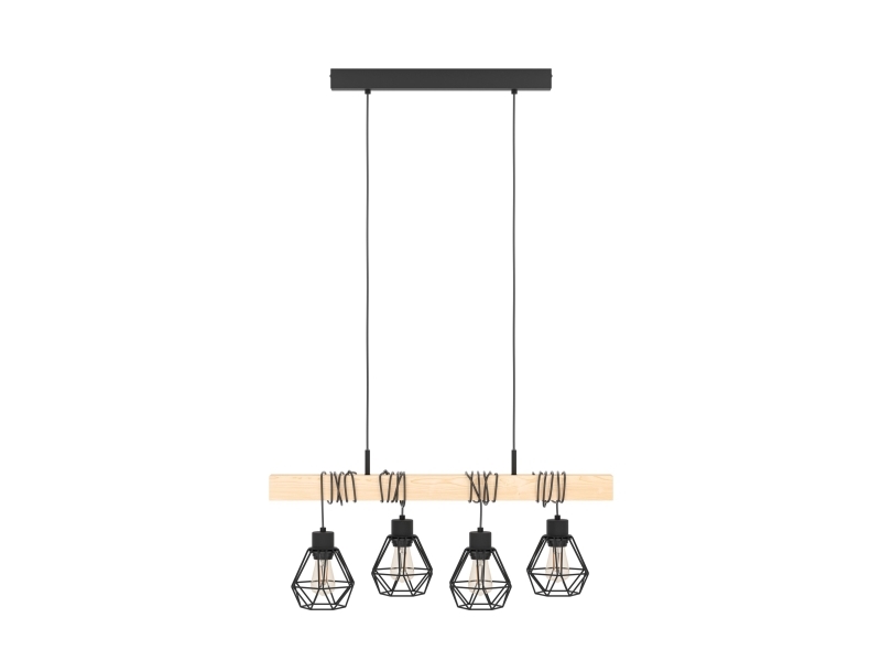 EGLO Townshend 5, Flexibelt fäste, Svart, Brun, Bärnsten, Stål, Trä, Cafe, Korridor, Kök, Vardagsrum, Svart | Belysning - Inomhusbelysning - Taklampa & Pendellampa | GameStuff