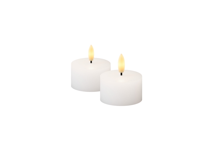 Sirius Sille Genopladelig Fyrfadslys Hvid - Ø 6 cm - H 3,4 cm - 2 stk