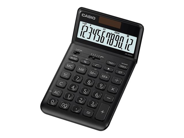 Casio JW-200SC - Skrivbordskalkylator - 12 siffror - solcellspanel, batteri - svart