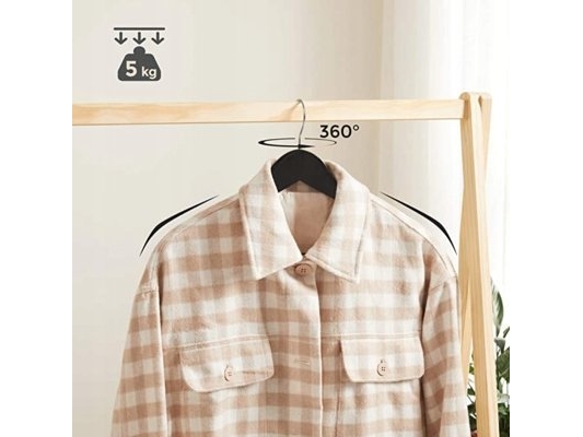 Songmics trähängare, set med 20, klädhängare, 360° krok, halkfri | N - A | GameStuff