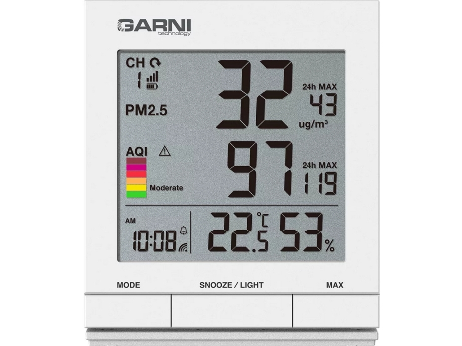 Garni 204 Onecare, Weiß, Luftqualität, Innen-Hygrometer, Innen-Thermometer, Hygrometer, Thermometer, 1 - 99%, 1%, 0,1 °C