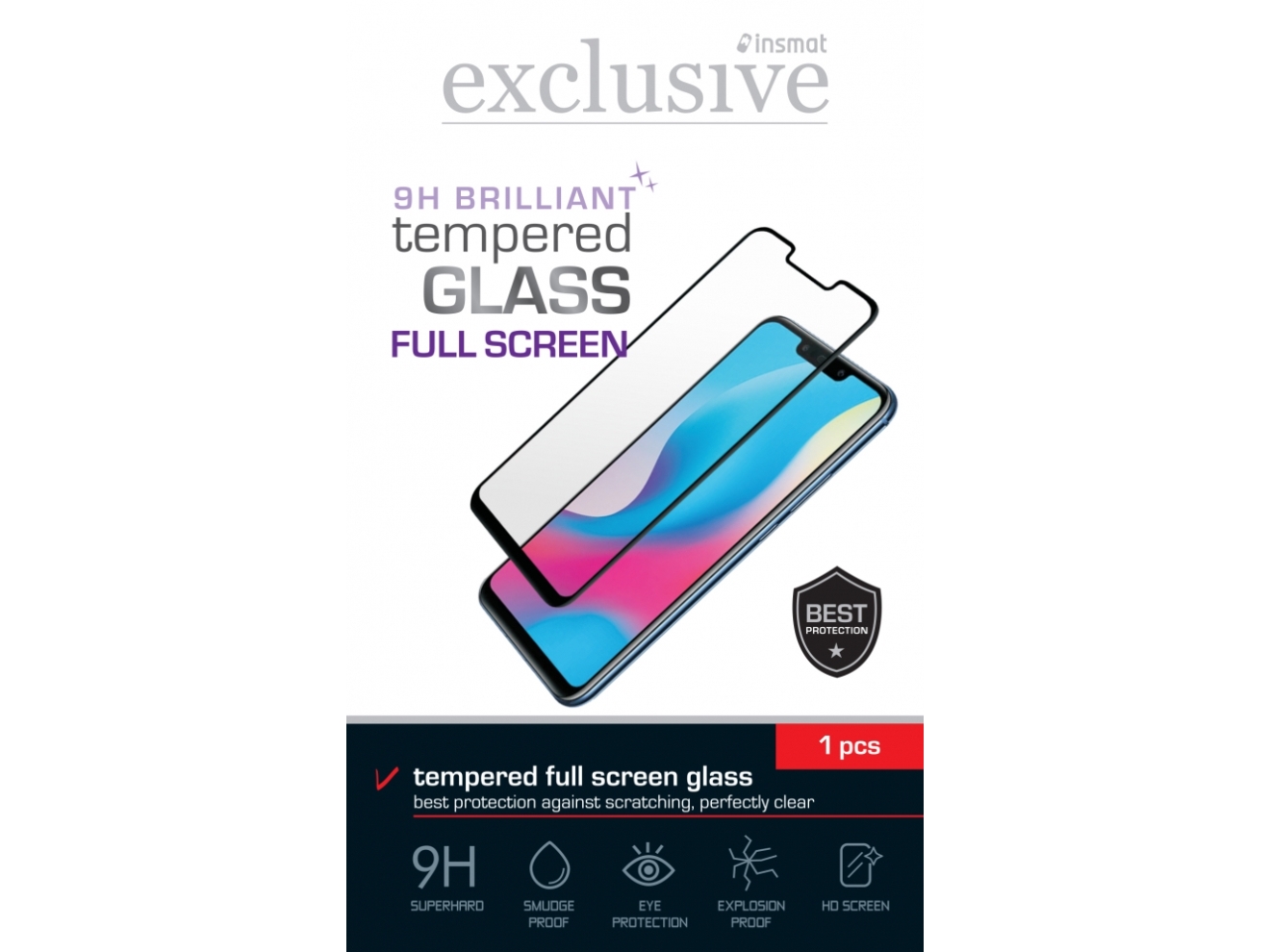 Insmat Full Screen - Skærmbeskytter For Mobiltelefon - Fuld Skærm - Glas - Rammefarve Sort - For Motorola Moto G85