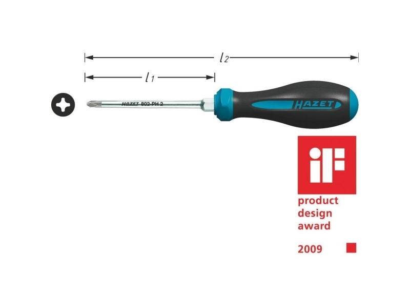 Hazet 802-PH2 Verkstadsskruvmejsel PH 2 Bladlängd: 100 mm DIN ISO 8764-1, DIN ISO 8764-2 | Verktyg & Verkstad - Skruvmejsel - Stjärnmejslar | GameStuff