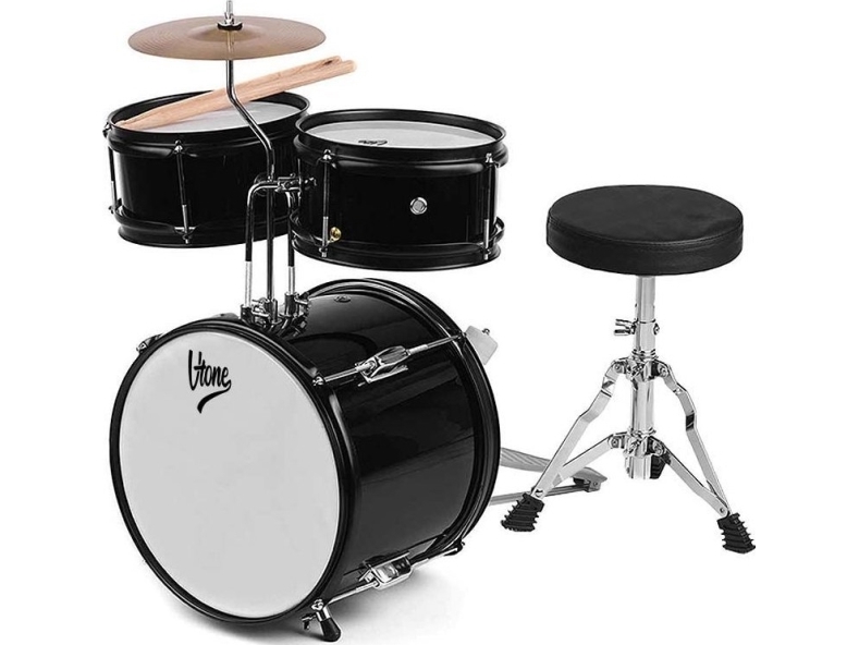 3 dalių vaikiškų būgnų komplektas V-TONE VD JUNIOR, juodas