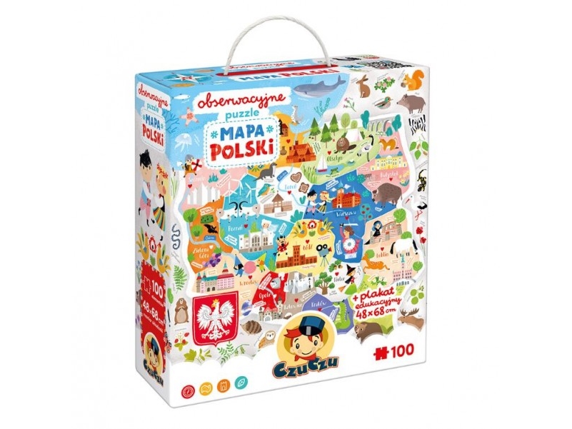 Czuczu Observation Puslespil - Polen Kort 100 Brikker
