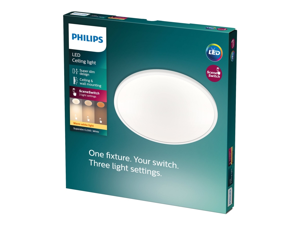 Philips Cl550 Væg/loftslampe Led 15 W Varmt Hvidt Lys 2700 K Hvid