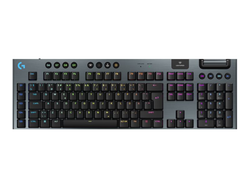 Logitech G G915 X - Tangentbord - gaming, LIGHTSPEED - full size - bakgrundsbelyst - trådlös - Bluetooth, 2.4 GHz, USB-C - svart | Spel - Gamingmöss & Tangentbord - Gaming tangentbord | GameStuff